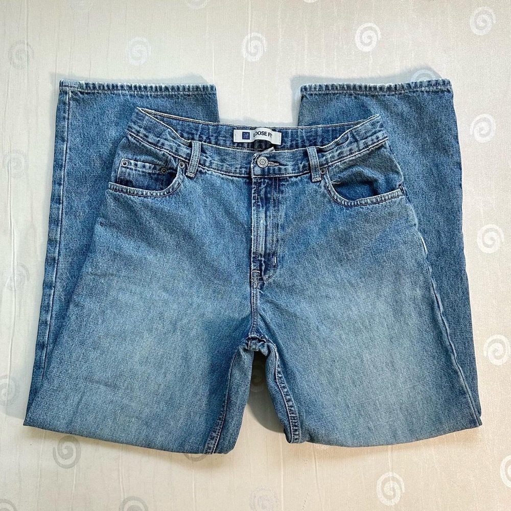 vintage Gap wide leg baggy light wash jeans size 14 boys